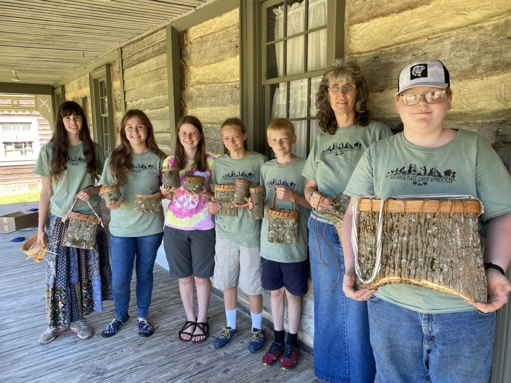 Group with baskets